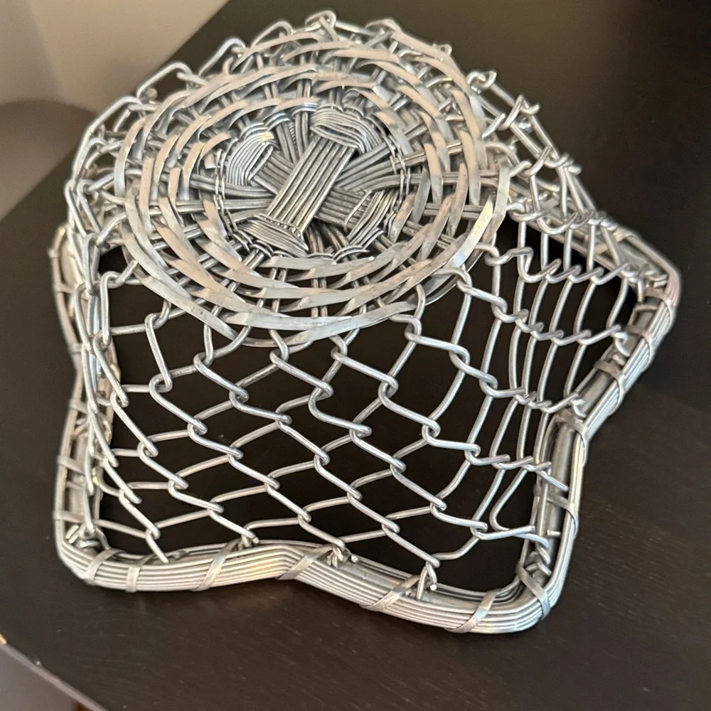 Woven Metal Decorative Basket - Silver